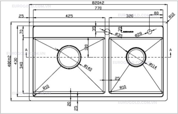 chậu rửa bát EUP28248 chậu rửa bát EUP28248