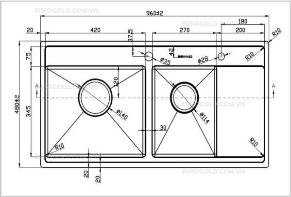 chậu rửa bát EUP39648 chậu rửa bát EUP39648